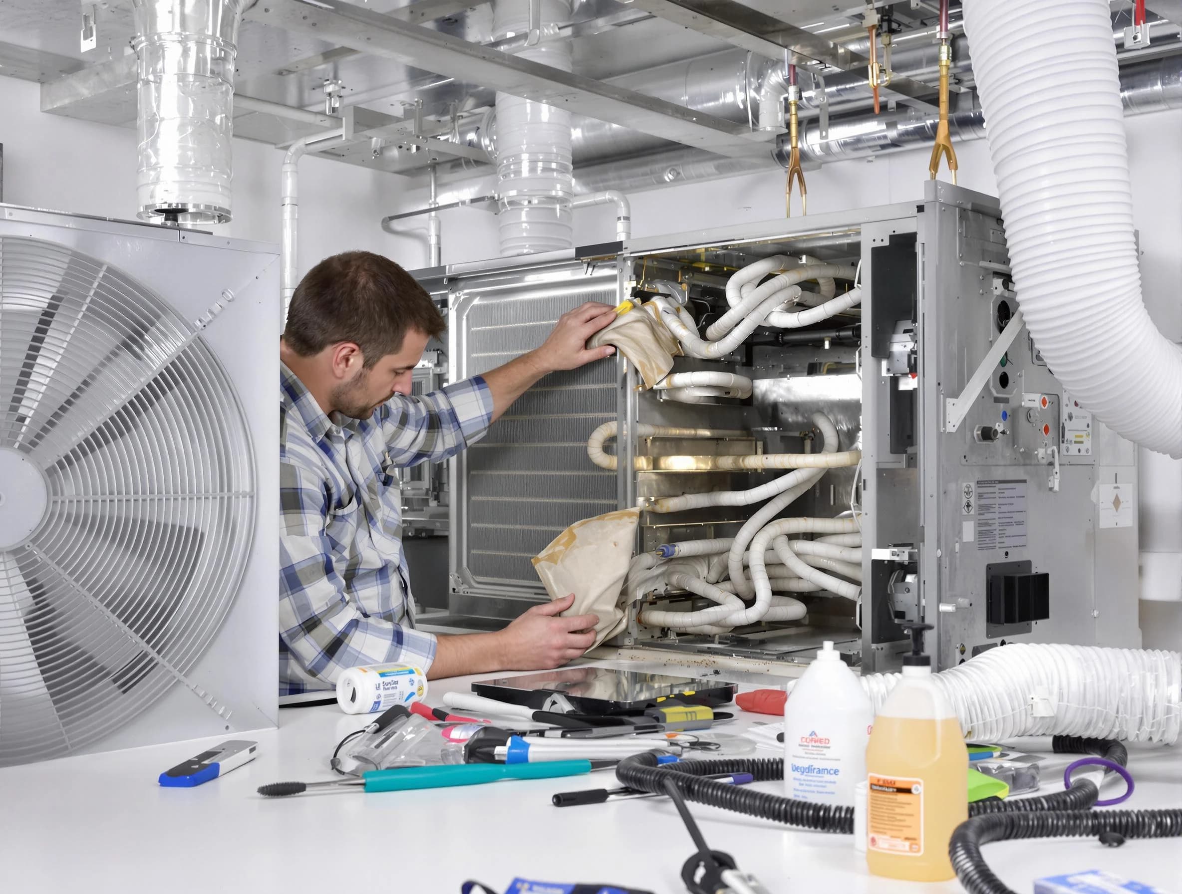 Midwest City Air Duct Cleaning specialist performing precision AC coil cleaning in Midwest City