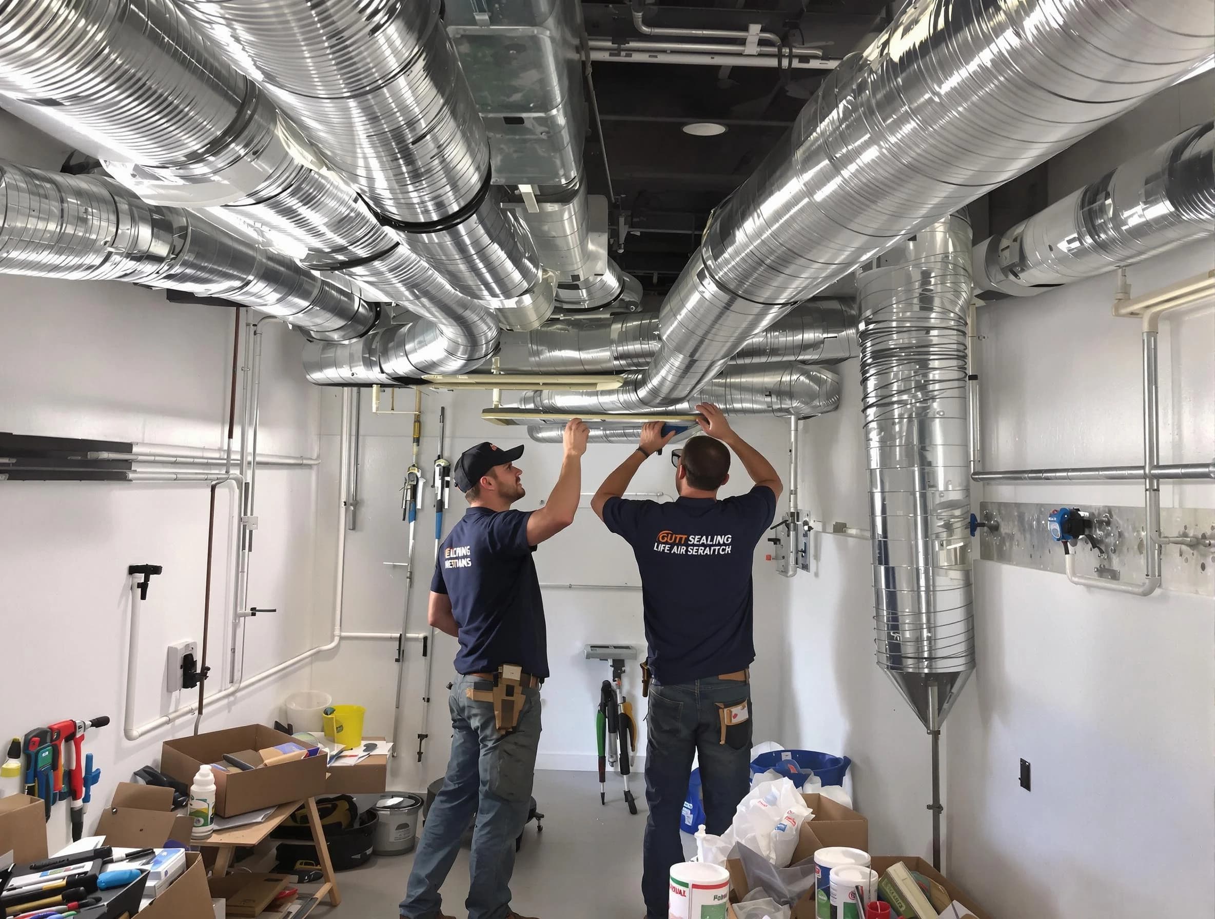 Midwest City Air Duct Cleaning technician applying professional duct sealing solutions in Midwest City