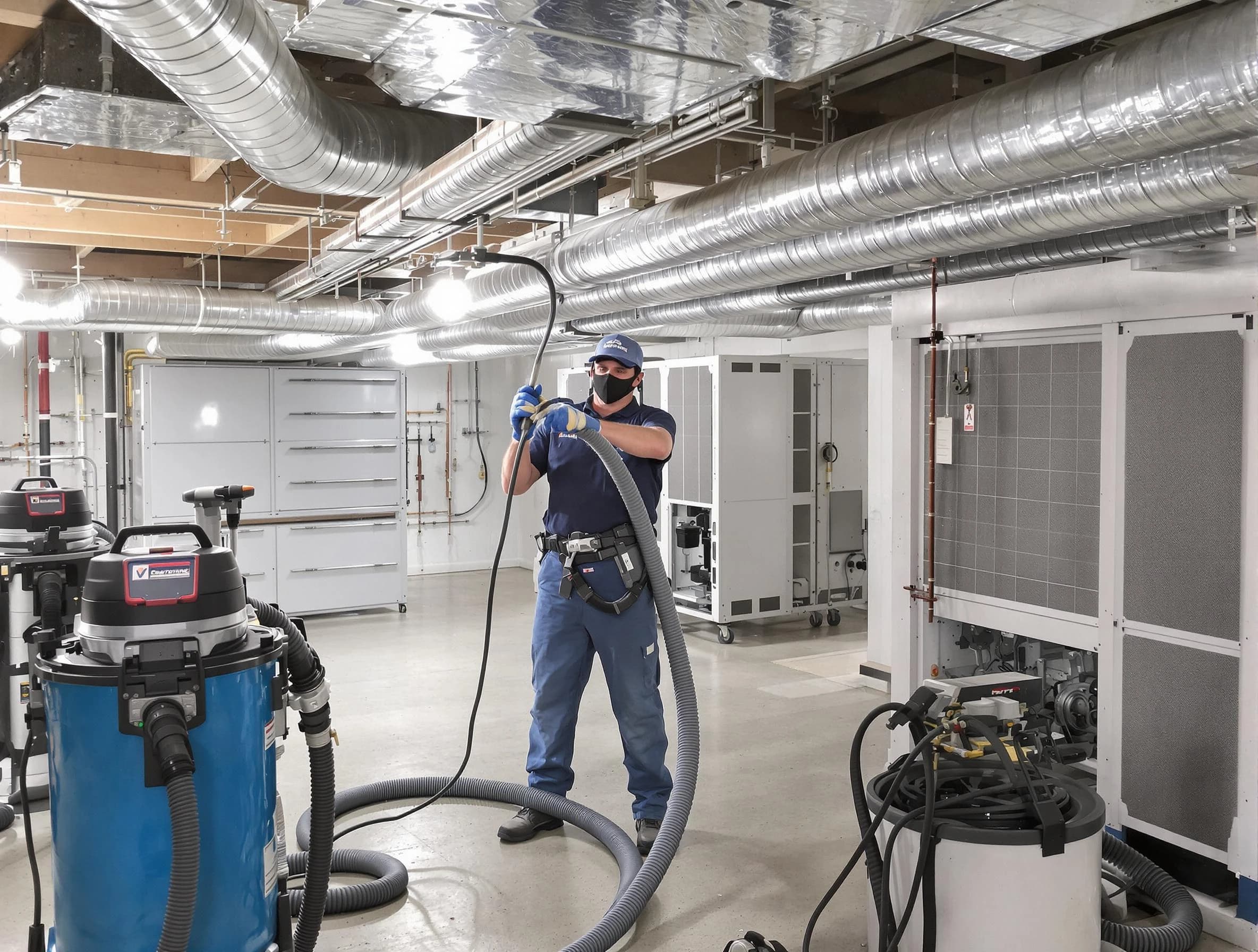 Midwest City Air Duct Cleaning specialist performing thorough central air duct cleaning for improved system efficiency in Midwest City