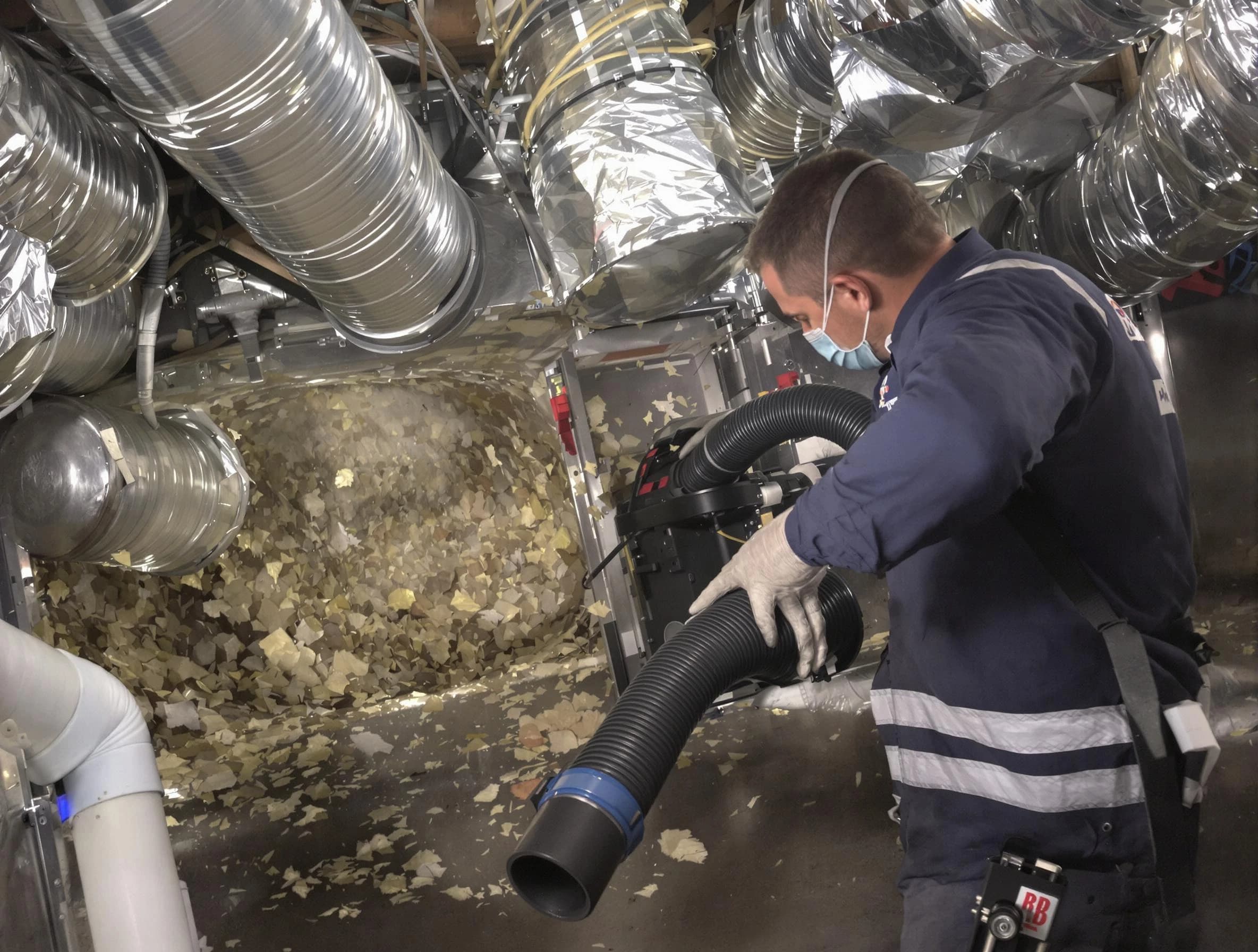 Midwest City Air Duct Cleaning specialist operating negative pressure cleaning equipment for thorough duct maintenance in Midwest City