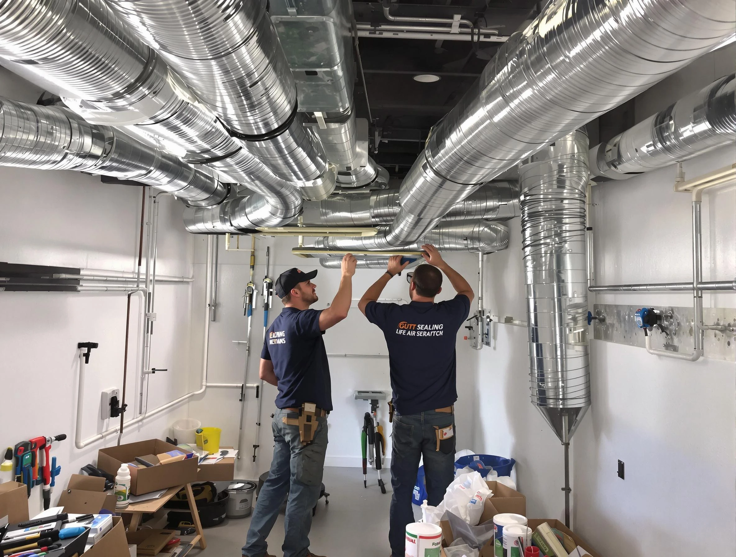 Midwest City Air Duct Cleaning technician applying professional duct sealing solutions in Midwest City