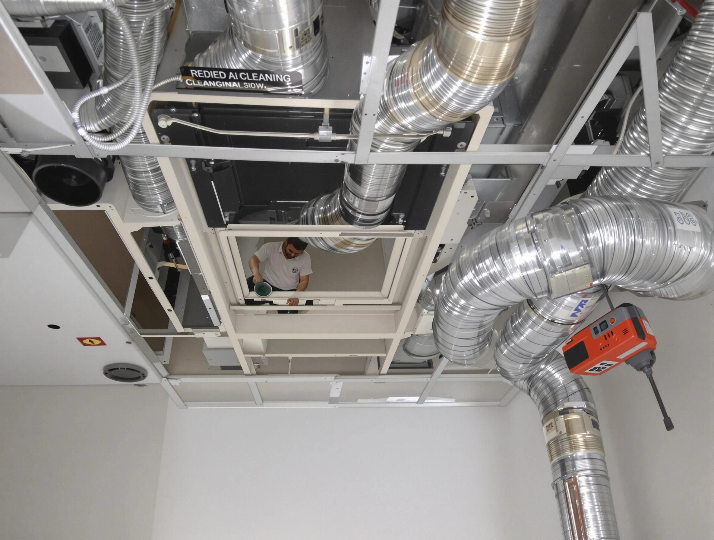 Midwest City Air Duct Cleaning technician performing detailed central duct system cleaning in Midwest City